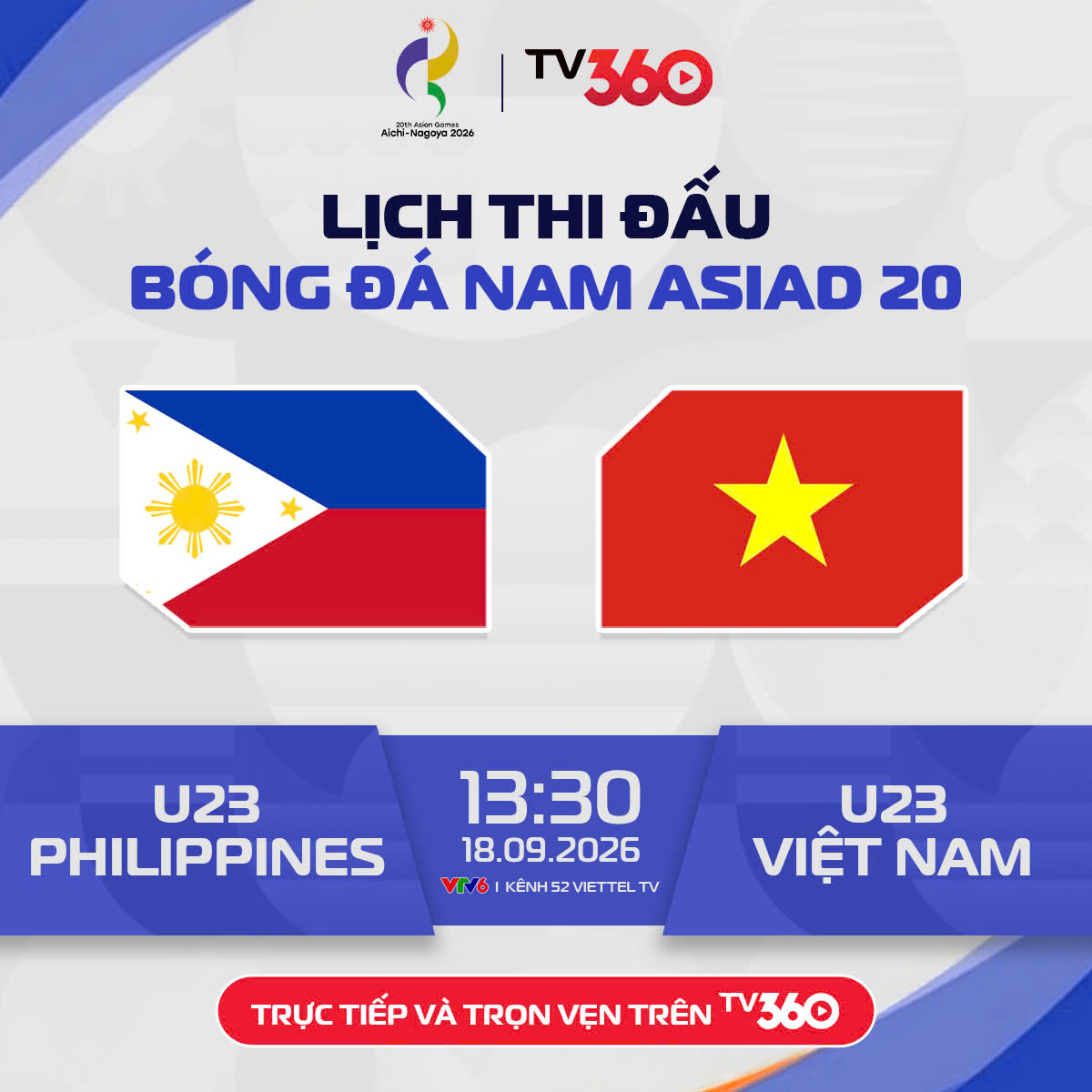 Link xem trực tiếp U23 Việt Nam và U23 Philippines, vòng bảng ASIAD 20

